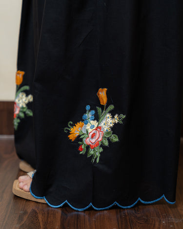 Black Embroidered Farshi Shalwar - B3