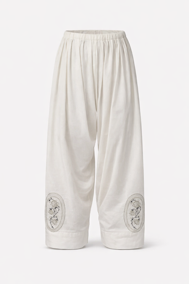 White Embroidered Farshi Shalwar - W5