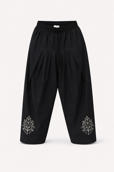 Black Embroidered Farshi Shalwar - D8