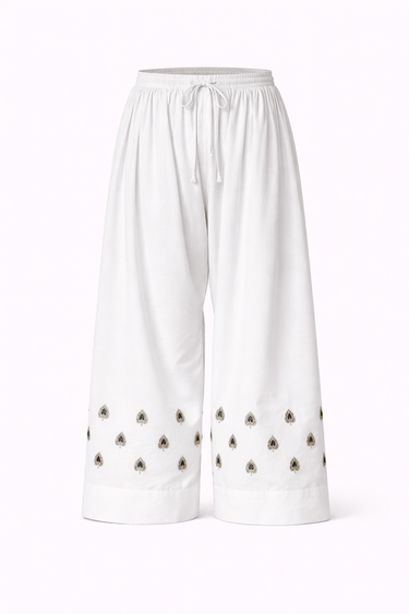 White Paan Embroidered Farshi Shalwar - W6
