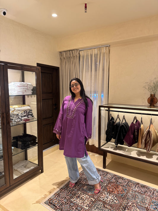 Emb Purple Kurta - EPUK